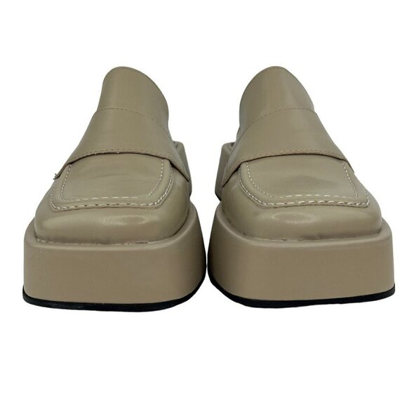 SVEGAN Women Vegan Leather Backless Mule Platform Loafer Size 38 US 7-7.5 Beige - Picture 4 of 16